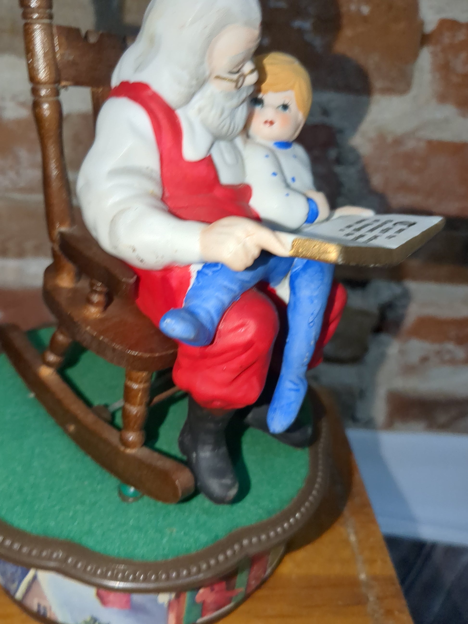 Vintage Jadco Santa and child rocking chair music box.