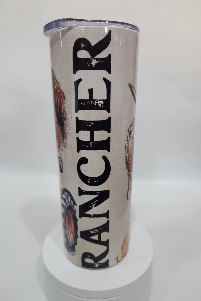 20 Oz Stainless Steel Insulated Tumbler Rancher, Horse, Cow, Chicken, Tractor imperfect tr5