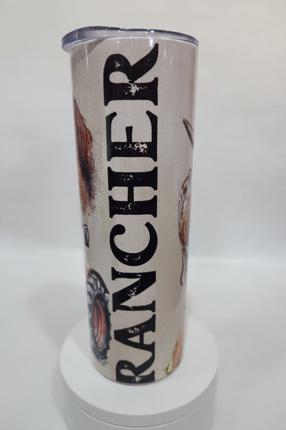 20 Oz Stainless Steel Insulated Tumbler Rancher, Horse, Cow, Chicken, Tractor imperfect tr5
