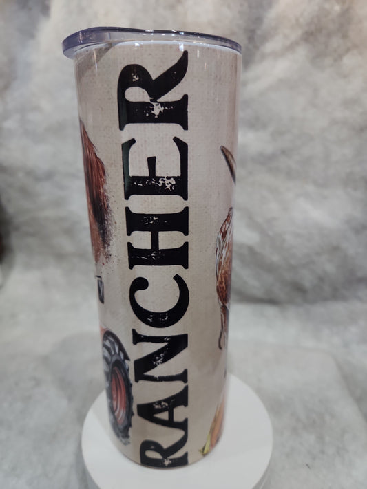 20 Oz Stainless Steel Insulated Tumbler Rancher, Horse, Cow, Chicken, Tractor imperfect tr5
