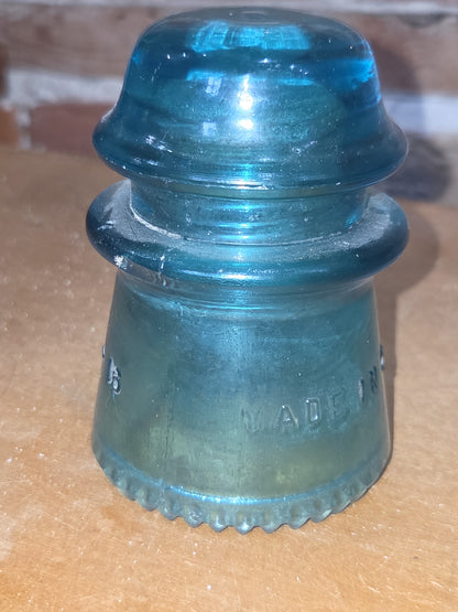 Vintage Insulator Hemingray #16 Teal Glass h616d DAMAGED NUBS
