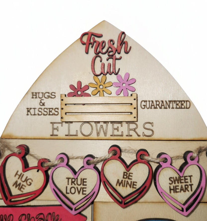 Valentine's Day February Insert Kit for Interchangeable Frame Can Fit Arch, Rectangle, or Square Frame FRAMES SOLD SEPARATELY