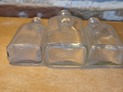 Vintage Medicine Bottles Clear Glass Illinois Glass Company Set of 3 vmb09