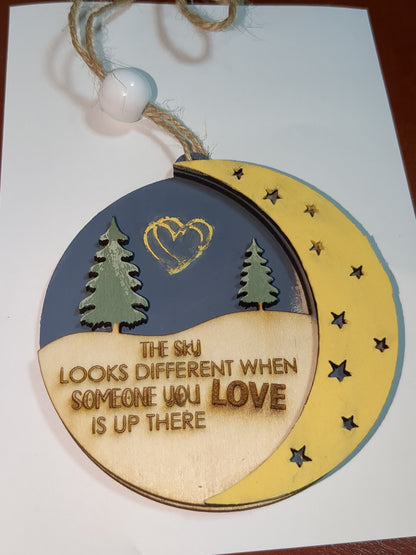 Ornament or car charm the sky looks different when someone you love is up there. Memorial