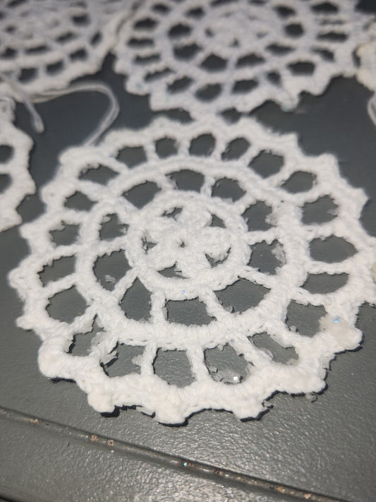 Crochet Doily Ornaments 3 1/4" Set of 8 o32
