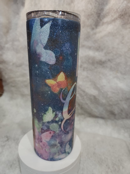 20 Oz Stainless Steel, Insulated, glitter Tumbler. I can do all things through him tg91