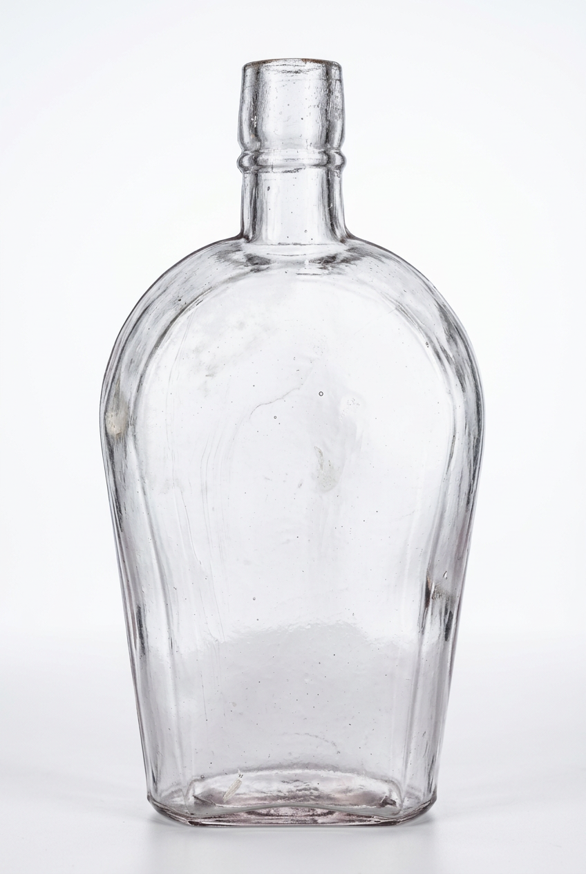 Vintage Liquor Bottle Light Amethyst Coffin Shaped Whiskey Flask
