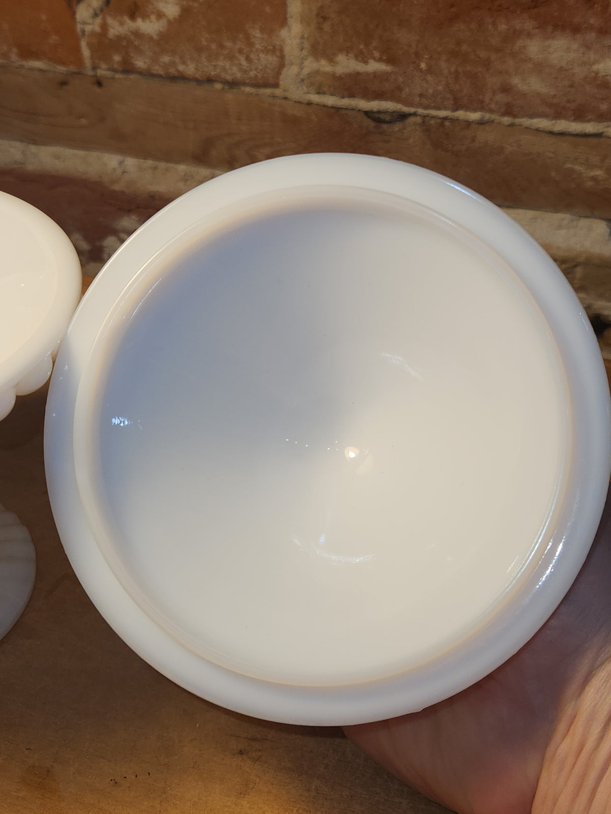 Vintage Westmoreland Milk Glass Lidded Candy Dish Swirl and Ball Pattern mg112