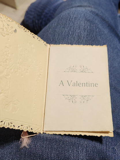 Antique Valentine Card Embossed, Mica, Flowers, To my Valentine pc4