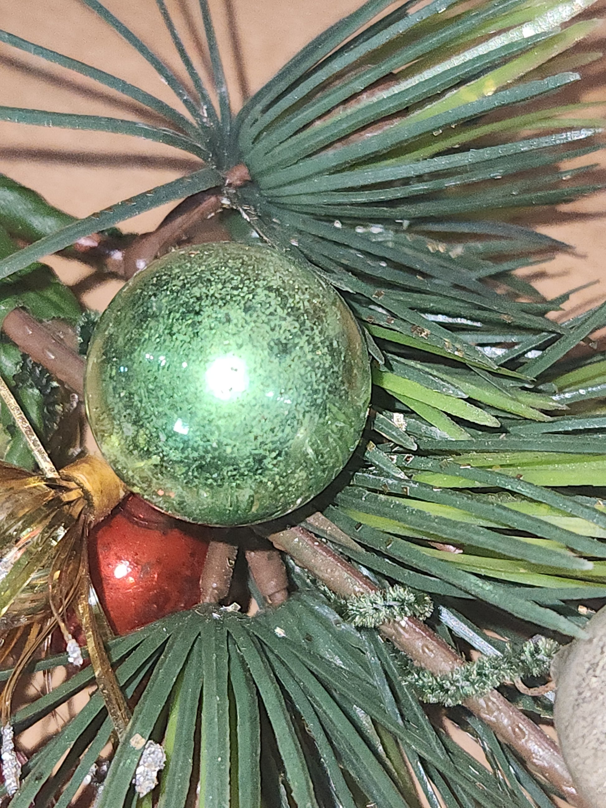 Vintage Christmas Pick with Mercury Glass Ornaments and Mercury Glass Starburt Ornaments cp1