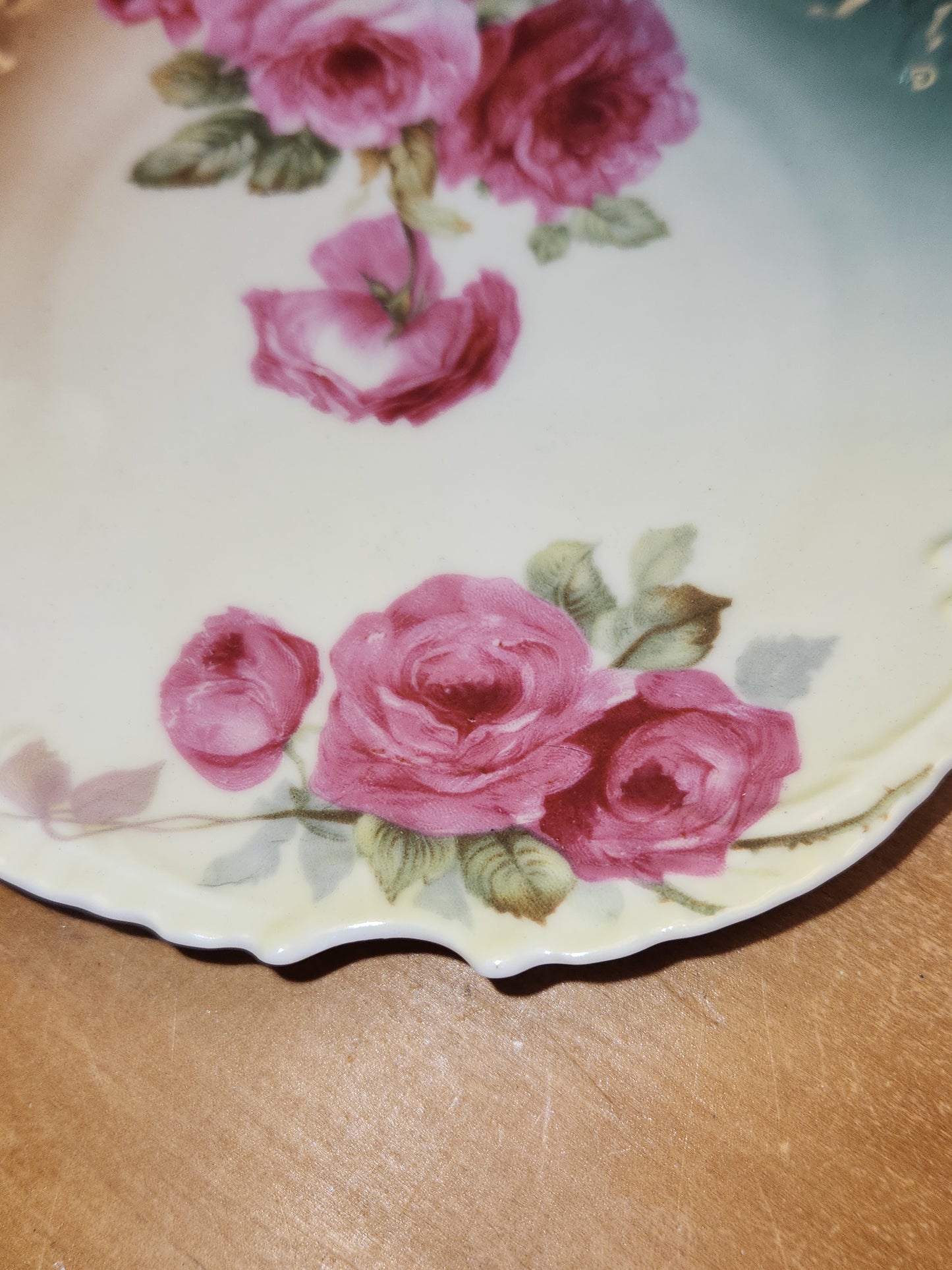 Vintage Marseille Z. C. & Company Bavarian Plate Stamped 7617 Light Burgundy Roses vp9