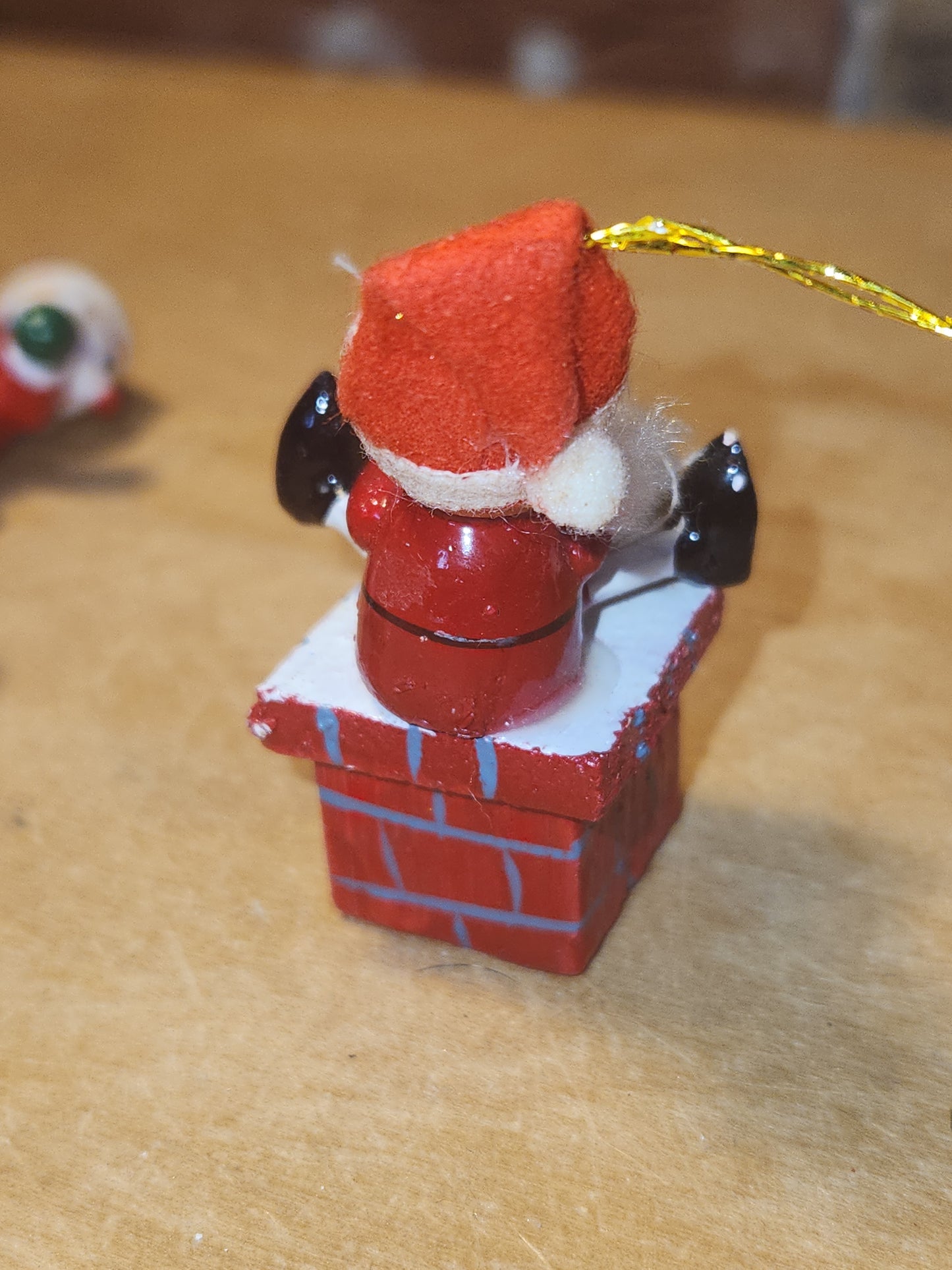 Vintage Wooden Ornaments Santa Set of 4 MCM Kitchy