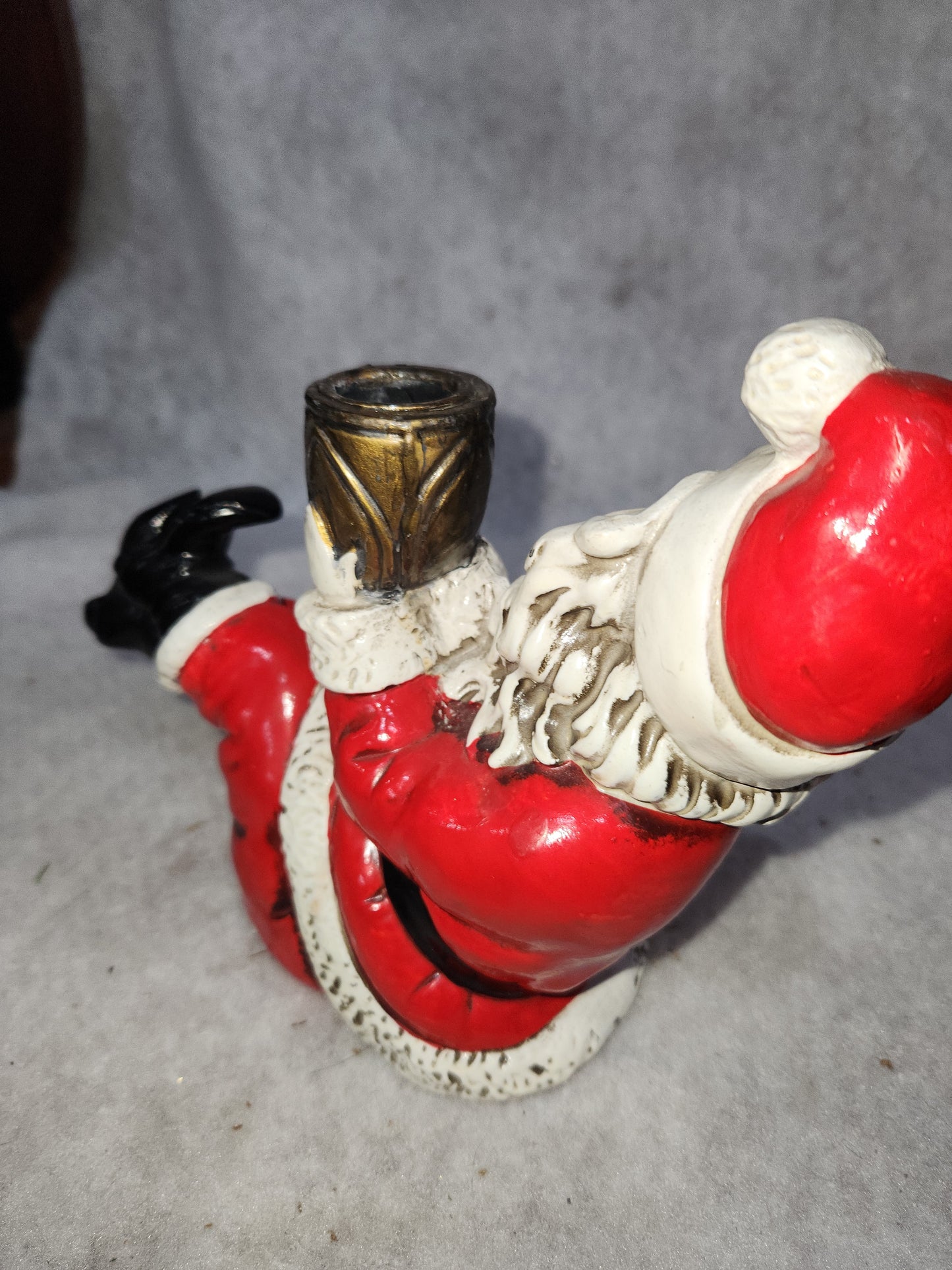 Vintage Paper Mache Santa Candle Holder Figures Japan Sticker JUST ONE sn89