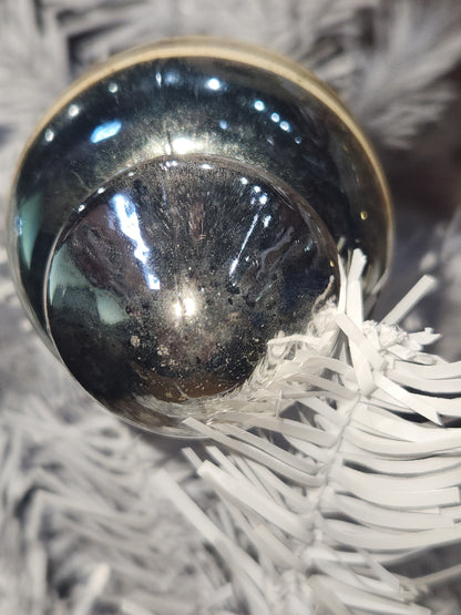 Vintage Premier Glass Christmas Ornament Lantern Silver Gold White vo8