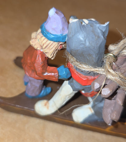 Vintage Hallmark Keepsake Ornaments Folk Art Collection "Learning to Skate" "Guiding Santa" "Fetching the Firewood" Set of 3 from 1995 No Box As Is