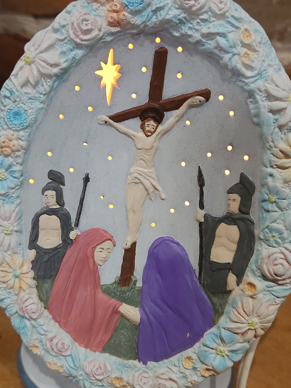 Vintage Ceramic Lamp Jesus Crucifixion Night Light