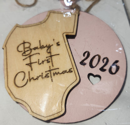 Custom Order Ornament Wooden Baby's First Christmas