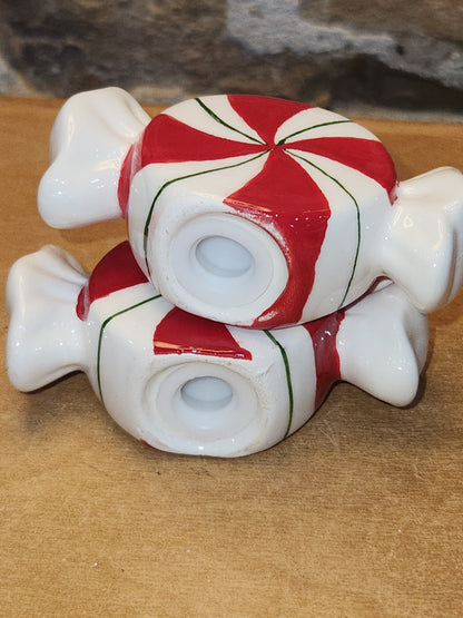 Salt and Pepper Shakers Mint Candies AS IS Messy Paint Job sp17