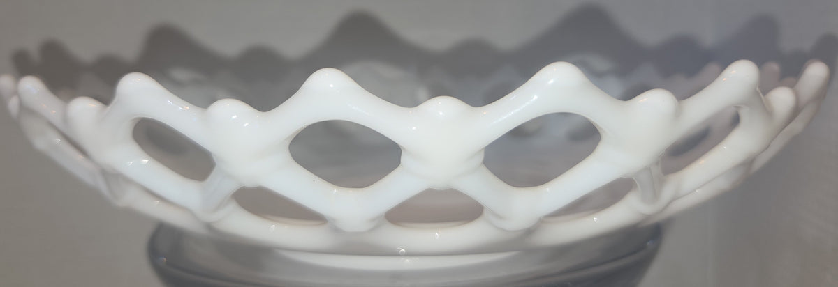 Vintage Westmoreland Milk Glass Bowl Doric Pattern Open Lace mg79