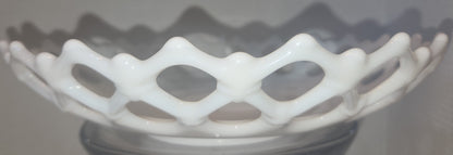 Vintage Westmoreland Milk Glass Bowl Doric Pattern Open Lace mg79