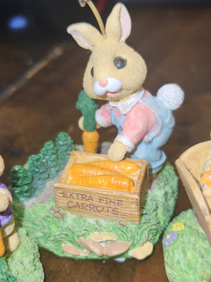 Vintage Hallmark Keepsake Ornament Bumper Crop Bunny Spring Carrots Set of 3 1996 NO BOX Ho01