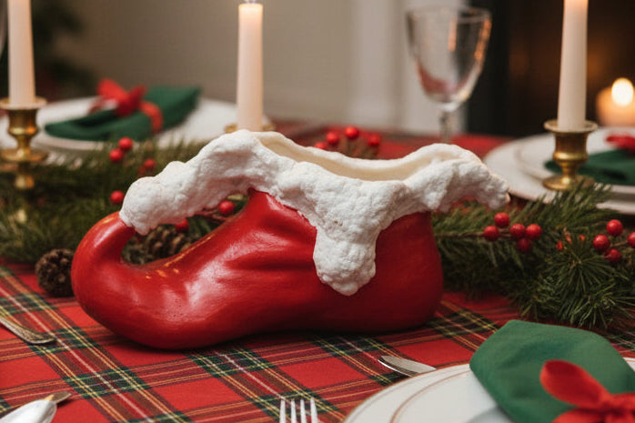 Vintage Ceramic Santa Pixie Elf Boot Christmas Planter Candy Dish Read Description vs09