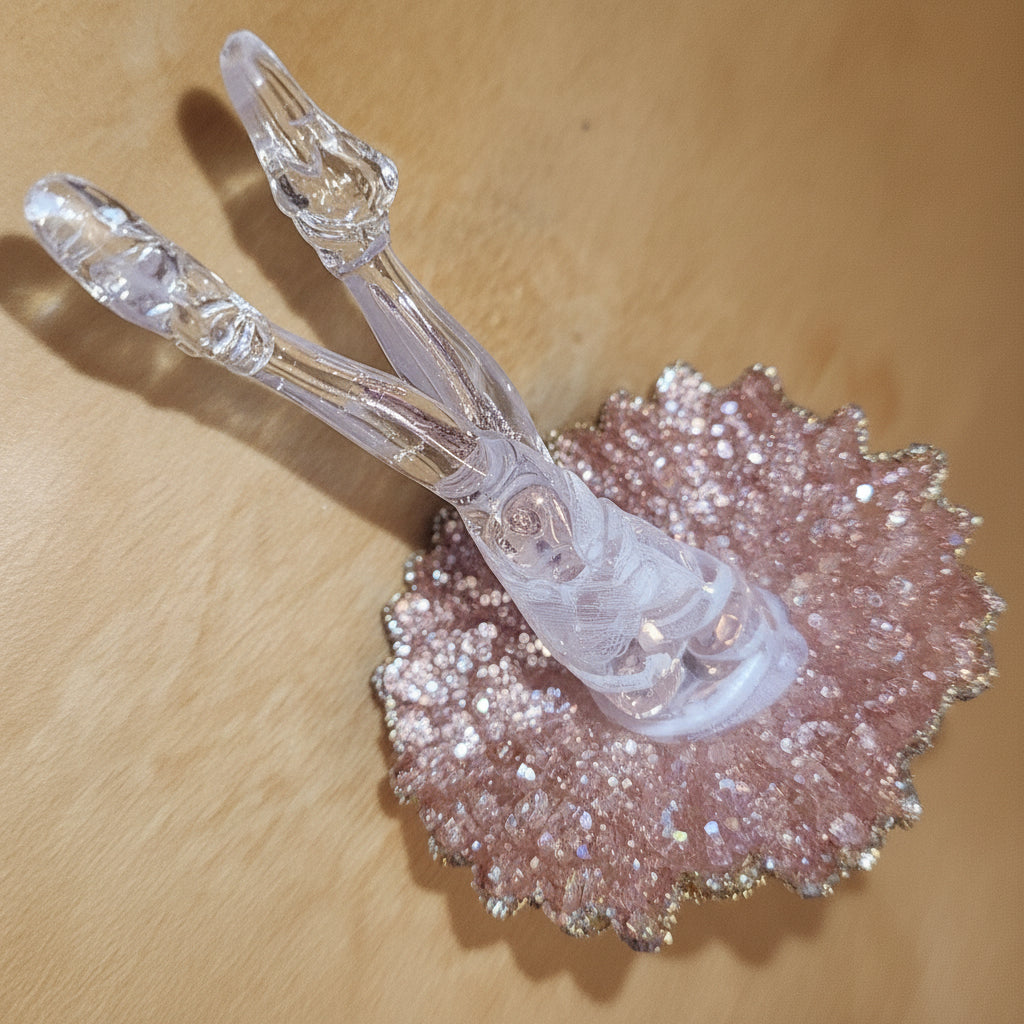 Ballerina Ornament Acrylic Pink and Gold Glitter Ballet o410