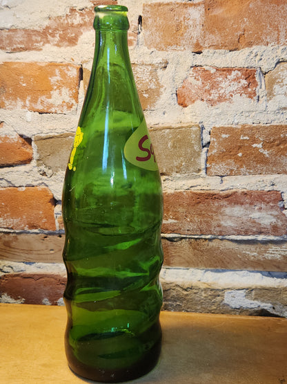Vintage Soda Bottle Squirt Swirl Green Glass Large 1 Pint 12 oz
