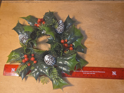 Vintage Christmas Candle Ring Centerpiece Plastic Greenery Holly Berries (Copy)