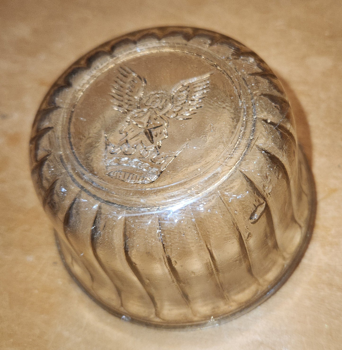 Vintage Kerr or Hazel Atlas Bee Crown Glass Jelly Jar Ribbed Edges NO LID