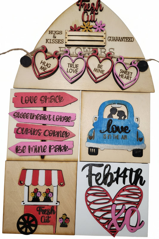 Valentine's Day February Insert Kit for Interchangeable Frame Can Fit Arch, Rectangle, or Square Frame FRAMES SOLD SEPARATELY