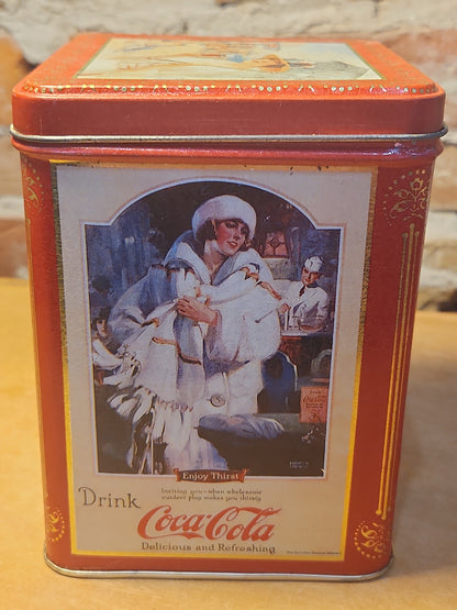 Vintage Tin Coca-Cola Gold Red Cream Enjoy Thirst The Drink of All the Year Coke 1993 cct82