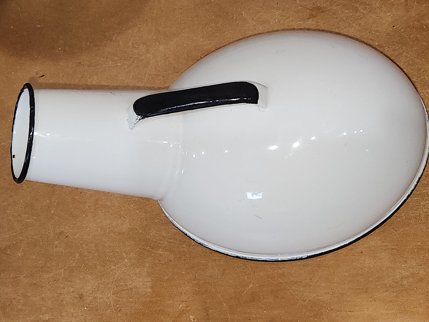 Vintage Enamelware Male Urinal White and Black ew012