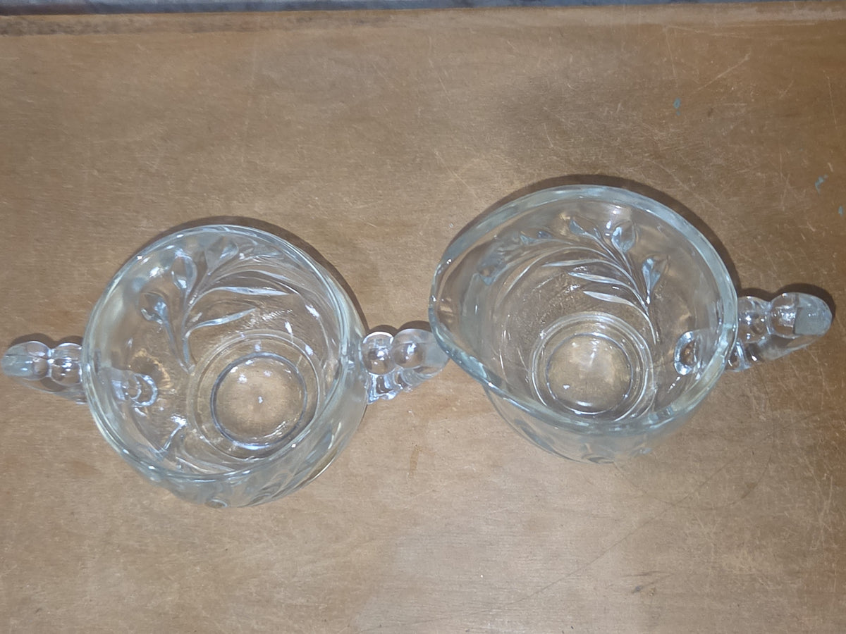 Vintage Indiana Glass Cream and Sugar Willow Pattern Set of 2 sbc2