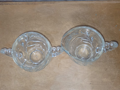 Vintage Indiana Glass Cream and Sugar Willow Pattern Set of 2 sbc2