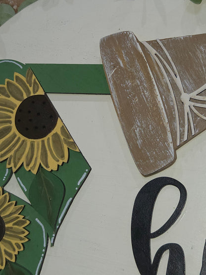 Sunflower Summer Insert for Interchangeable Pot Spilling Door Sign *Sign Sold Seperately*