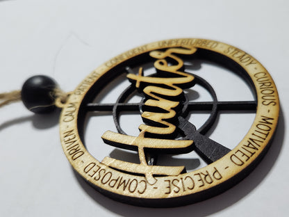 Wooden ornament or car charm.  Hunter