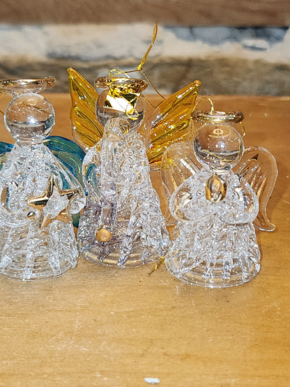 Vintage Giftco Glass Angel Ornaments 2 Different Sets in Original Boxes 5 angels ang91