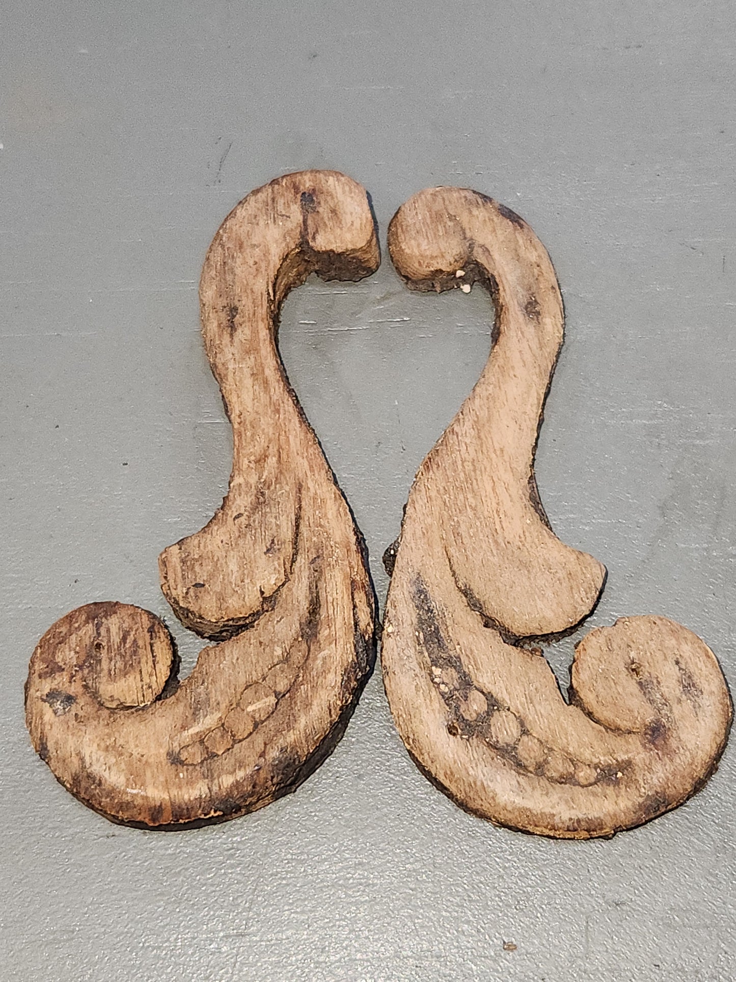 Antique Wooden Furniture Applique Set of 2 AS IS ws2