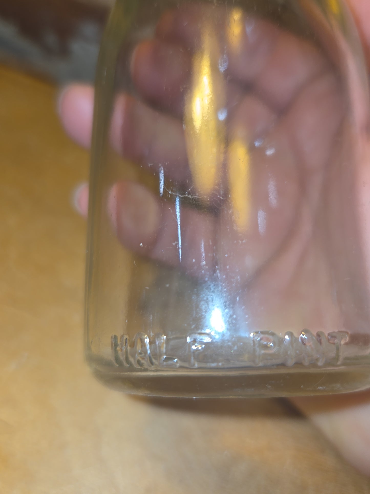 Vintage Milk Bottle Duraglas Half Pint Clear Glass vmb58
