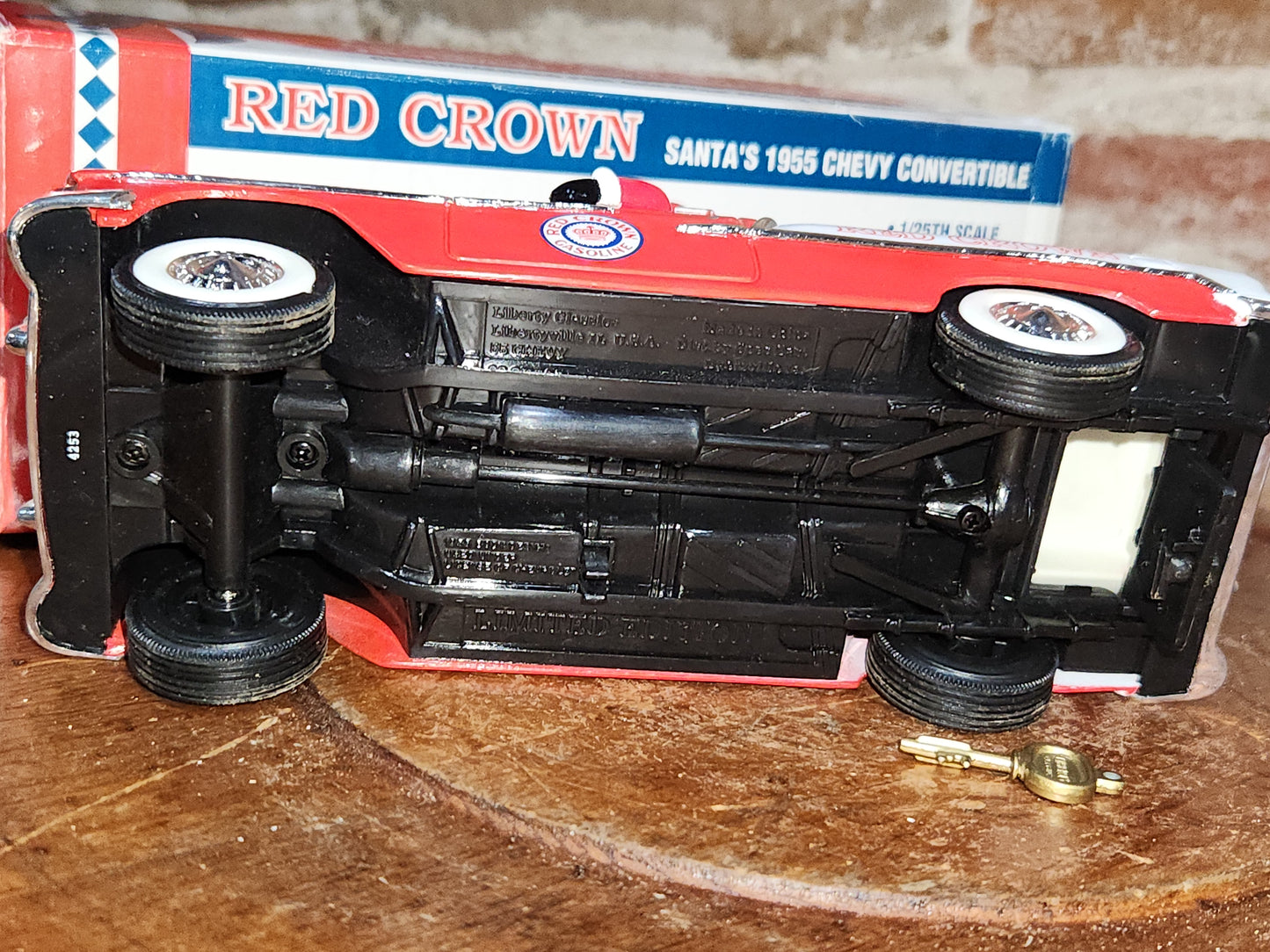 Vintage Liberty Classics Red Crown Gasoline Santa's 1955 Chevy Convertible 1/25th Scale Limited Edition Die Cast Metal. Coin Bank. 1994 car12