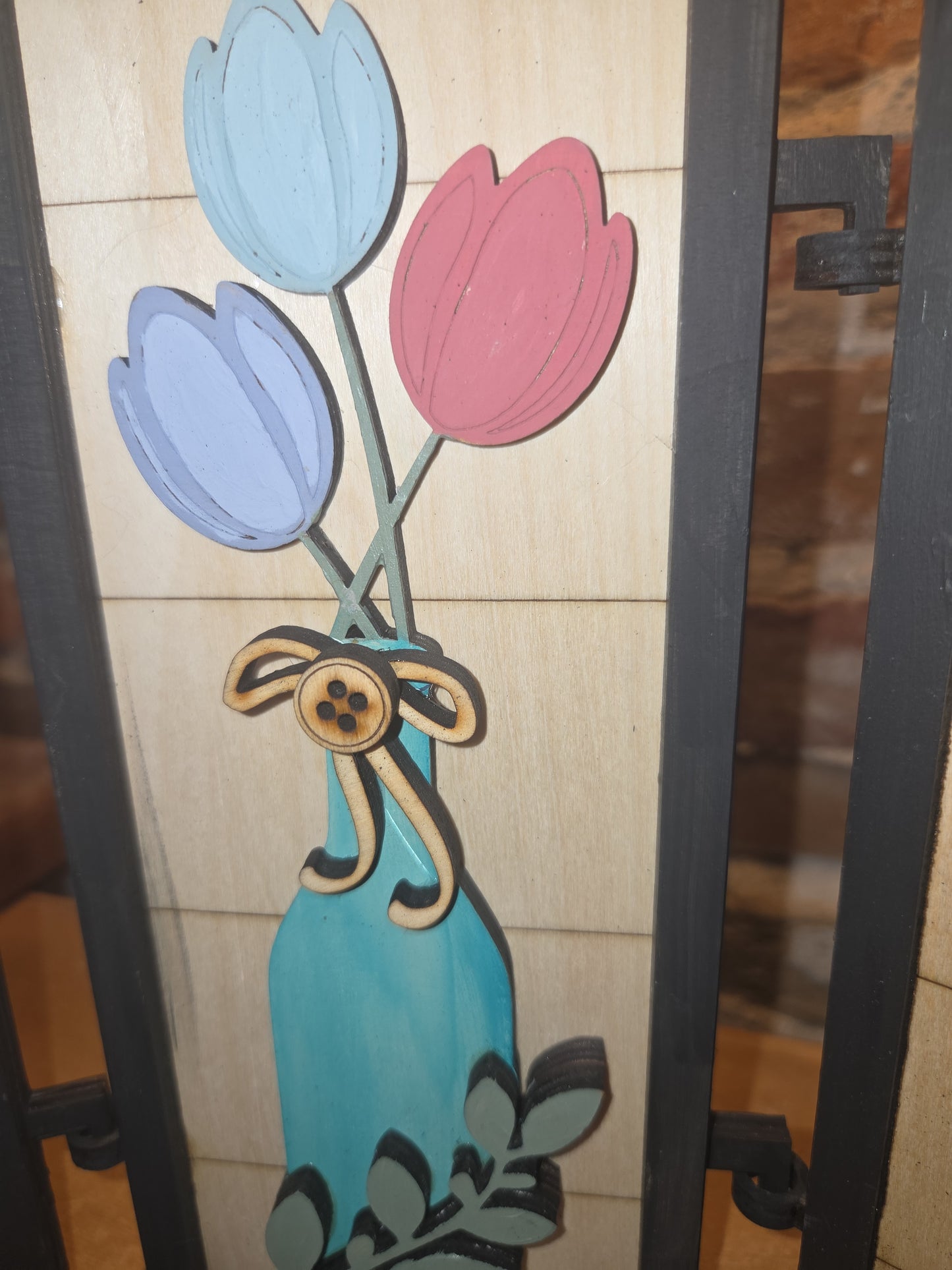 Trio Frame Decor Spring Bird Umbrella Tulips 10 1/2" tt71