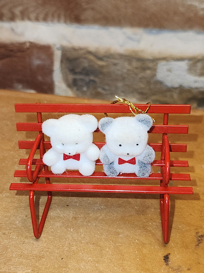 Vintage Avon Bear Ornaments Two Benches One Horn One Trumpet As IS No box