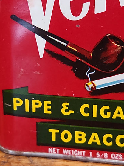 Vintage Tobacco Velvet pipe and cigarette 1 1/2 oz Kentucky tin977