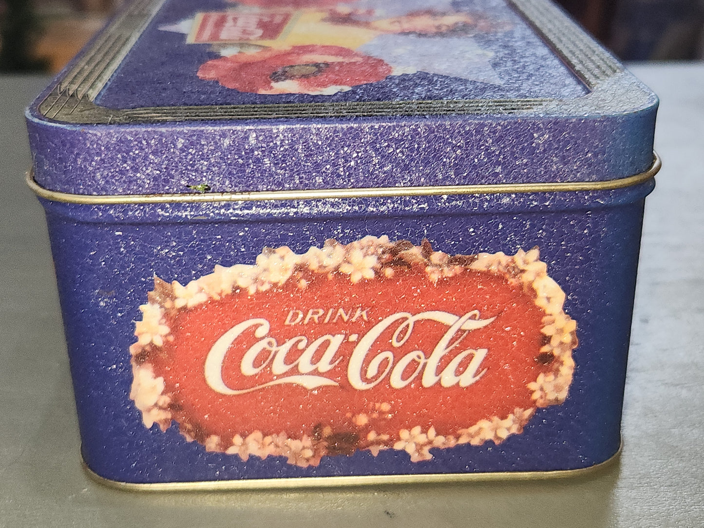 Vintage Tin Coca-Cola blue Drink Coca-Cola Pam Renfroe 1997 cct80