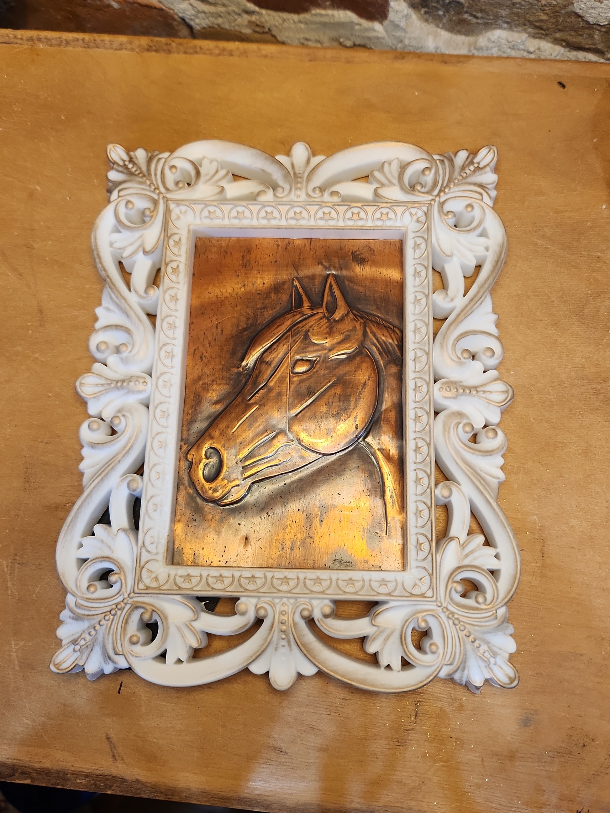 Vintage Embossed Copper Horse Relief sc7