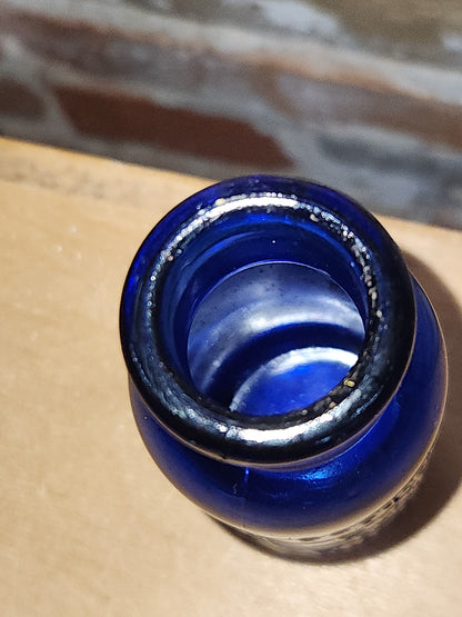 Vintage Medicine Bottle Bromo Seltzer Cobalt Blue Glass Emerson Drug Co Baltimore MD 4" vmb7