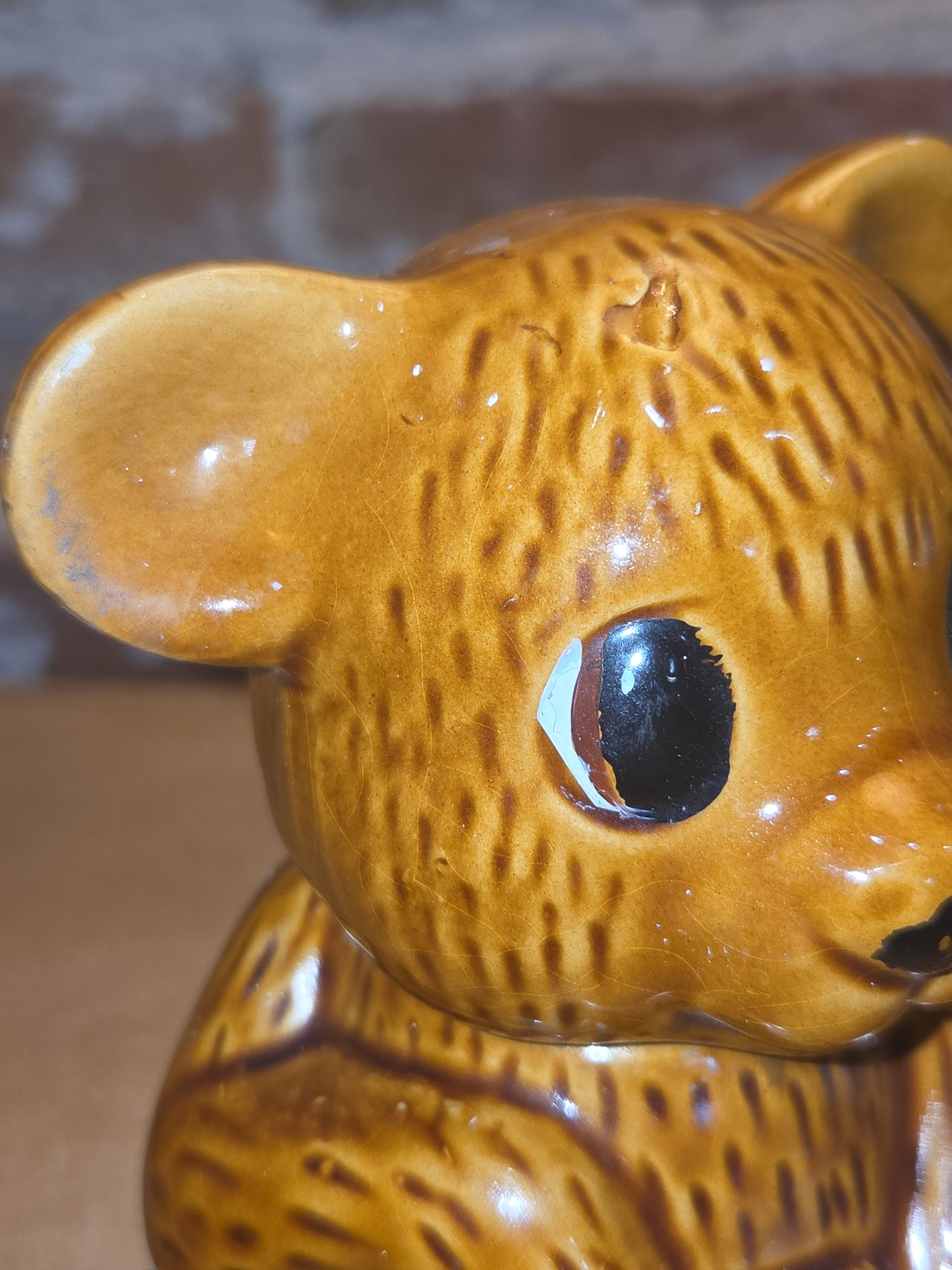 Vintage Ceramic Teddy Bear Honey Pot AS IS hp3