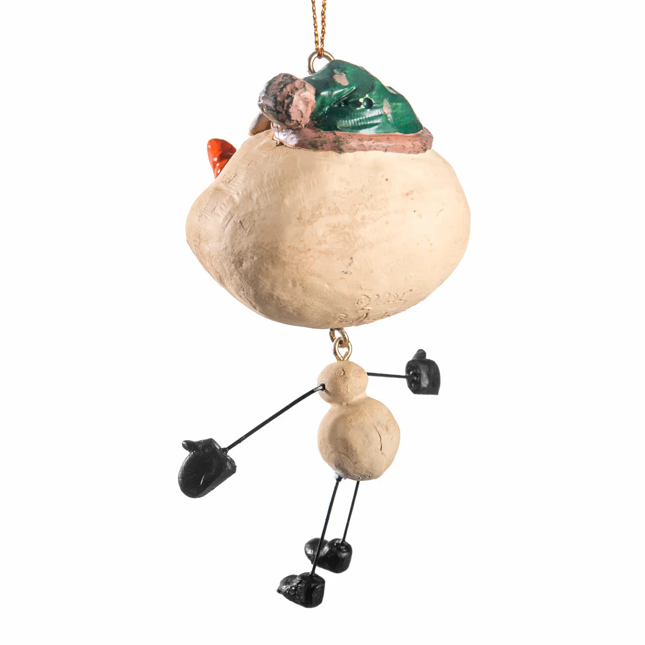 Snowman with Green Stocking Cap Ornament | Bert Anderson Collection