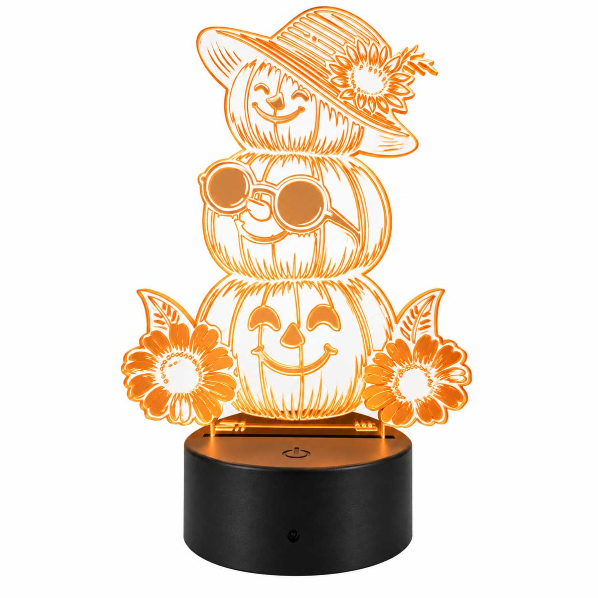 Stacked Pumpkin Fall Themed LED Lighted Plaque | Glowing Creation